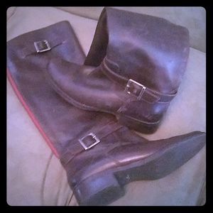 Matisse Brown Riding Boots w/ Red Zipper